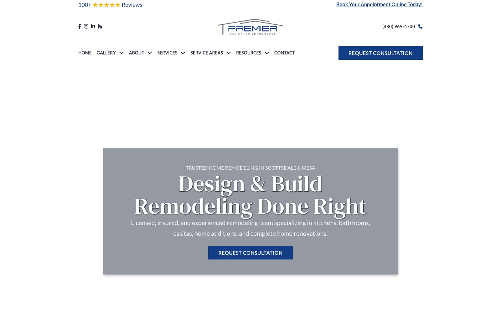 The current premierdesignbuildremodel.com homepage