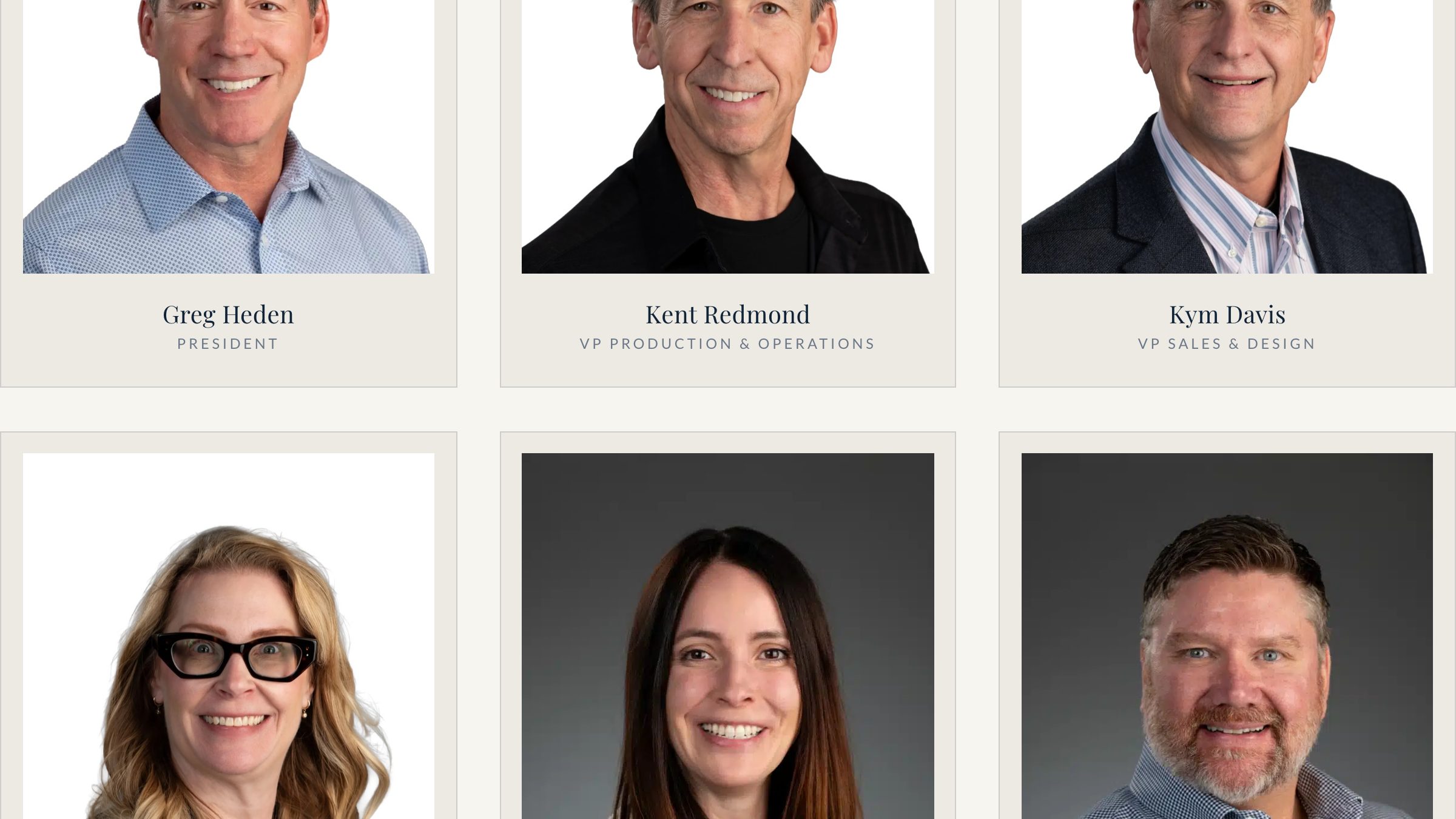 The team section of the new homepage